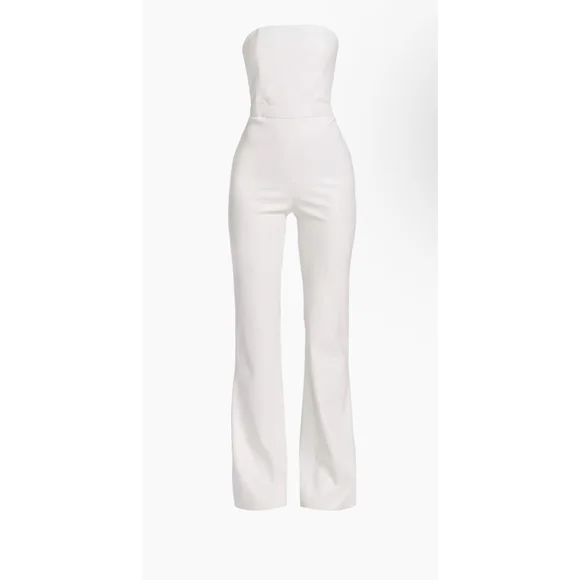 Women's Alice & Olivia Faux Leather Jumpsuit Size 6 White - Picture 5 of 10